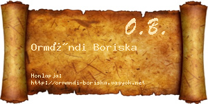 Ormándi Boriska névjegykártya